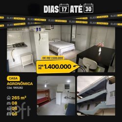 Casa Residencial com 265m², 8 quartos, 8 suítes, 6 garagens, no bairro Agronômica em Florianópolis