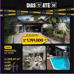 Casa Residencial com 205m², 3 quartos, 2 suítes, 2 garagens, no bairro Pantanal em Florianópolis